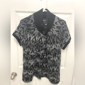 APT 9 Large Animal print, short sleeve button up sweater